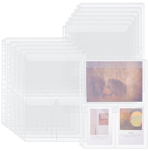 UNICRAFTALE 12 Stück 3 Fächer A4 Transparente Postkartenhüllen Klarsichthüllen Prospekthüllen Foto Seitenschutz für A4 Ringbuch Postkartenhüllen Transparente Nachfüllseiten Fotoalbum Fotosichthüllen