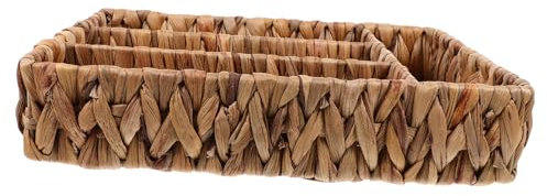 CHILDWEET Woven Hyacinth Cutlery Drawer Organizer Basket, Large Rectangular Divided Flatware Tray, Kitchen Utensil Storage Basket for Drawer Organization and Tableware Sorting