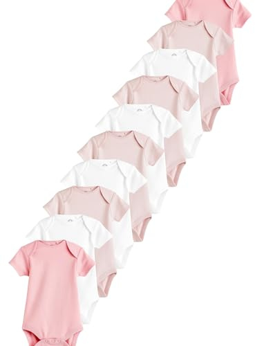NEXT Bébé fille Body à manches courtes pour bébé, lot de 10 Rose/blanc 12 Mois-18 Mois