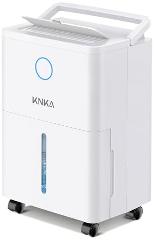 KNKA Luftentfeuchter elektrisch 9 L/Tag, bis 25 m², mit Ablaufschlauch | Luftentfeuchter für Schlafzimmer, Bad, Waschküche, Raumentfeuchter bis 60 m³, 24-h-Timer, Kindersicherung, abnehmbare Rollen