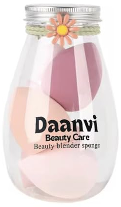 Juego de 6 esponjas de maquillaje súper suaves con práctico recipiente de almacenamiento, aplicación perfecta para base, corrector y más