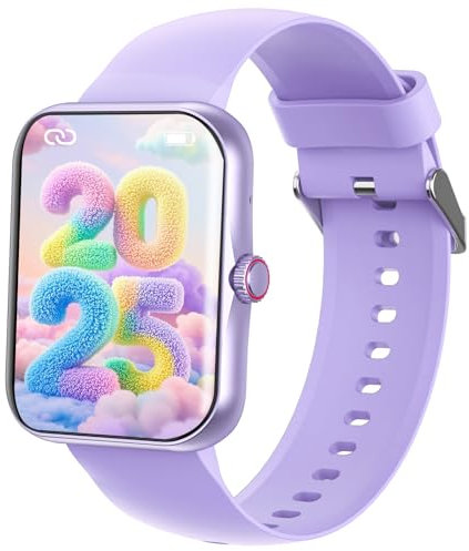 Alutoria Smartwatch, Orologio Intelligente Fitness Sportivo SmartWatch per Bambini, 1.83'HD Touchscreen, Cronometro, Notifiche Messaggi, Fitness Tracker per Ragazzi Ragazze Adolescenti, Viola lucido‌