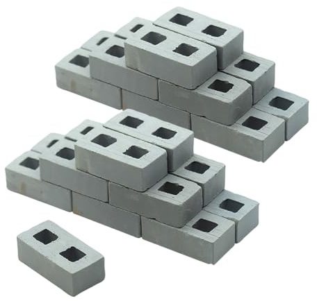 JIHUOO 50 Pcs 1/12 Scale Small Cinder Blocks Mini Concrete Bricks Models Dollhouse Building Bricks Miniature Wall Bricks Tiny Cement Bricks Realistic Fake Blocks for Dollhouse Garden Accessories