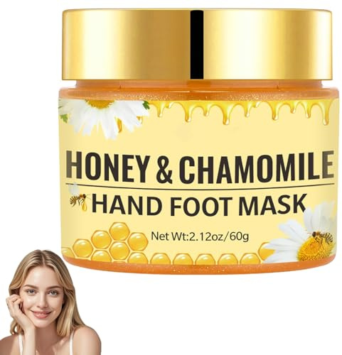 Masque pour les mains et les pieds au miel et à la camomille,Masque pied,Masque pour les pieds,Masque pieds très secs et abîmés, Pour peaux noires,Blanchissant adoucissant callus removal (1)