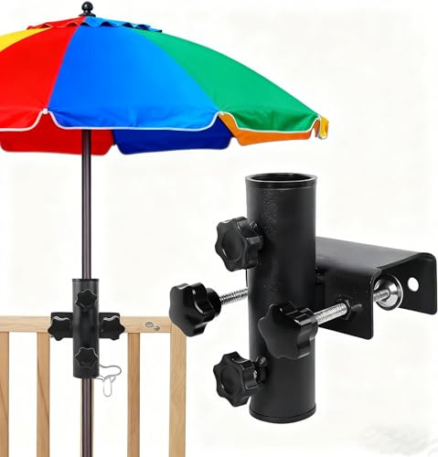 Katomi Sonnenschirmhalter Balkongeländer Klemmbar Schirmhalterung Balkongeländer Universelle Sonnenschirm Halterung Balkon Sonnenschirm Halterung für Eckige Geländer