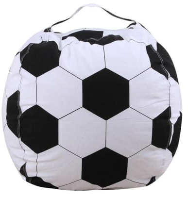 Gonetre Förvaringsbönväska Stol 18 Tum Plysch Mjuk Polyester Barn Leksaksorganisatör Beanbag Täckning med Dragkedja för Fyllda Djur Sport Bollar Rum Dekor (fotboll)