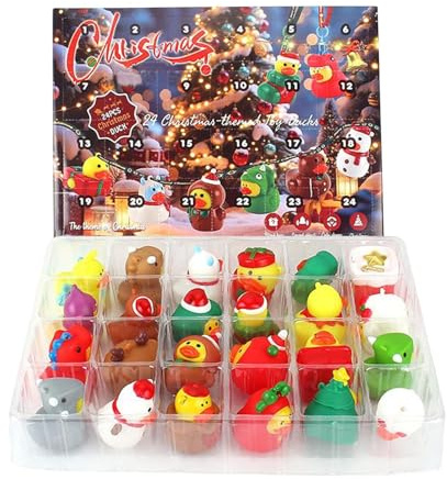 Calendario 'Avvento Anatroccolo di Natale – Giocattoli da bagno Calendario 'Avvento 24 giorni – Regali di compleanno per feste, zaino portachiavi per viaggi scuola casa, giocattolo divertente