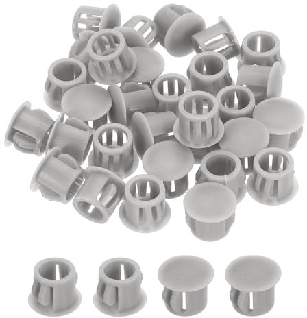 sourcing map Hole Plugs 100pcs 10mm(3/8-Inch) Plastic Plugs for Round Holes Flush Type for Furniture Cabinets Machines Hardware Fencing Post Pipe, Gray
