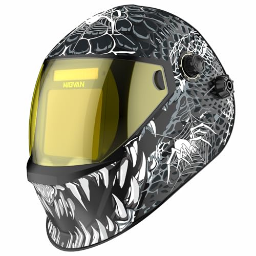 MIGVAN Schweißhelm Automatik True-Color 100×82 mm Sichtfeld 0,1ms Tempo | Schweißmaske, Solar Batterie, Welding Mask, DIN 4/5-9/9-13, Schweisshelme für MIG TIG MMA ARC Schleifen nur 525g leicht H22