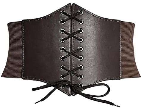 Carnavalife Cinturón corsé ancho elástico con cordones, cinturón cintura mujer, hebillas metálicas, estilo vintage, vestidos y jeans, cosplay, tallas S-3XL