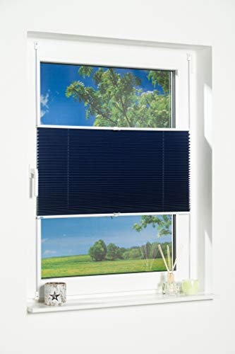 K-home Klemmfix-Plissee Palma Blau 70 x 210 cm +++Verdunklung+++