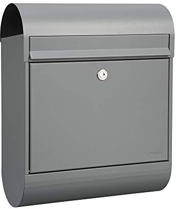 ME-FA MEFA Briefkasten Ruby 866 mit Zeitungsrolle (Farbe weiß, mit Sicherheitsschloss, Größe 450x350x150 mm) 866510DE, grau