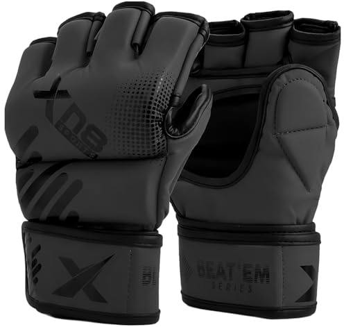 XN8 Sports MMA Gloves for Grappling, Punching & Training – Open Palm Leather Martial Arts Mitts for Men & Women – Cage Fighting, UFC, Punching Bag, Muay Thai, Kickboxing, Combat Sports