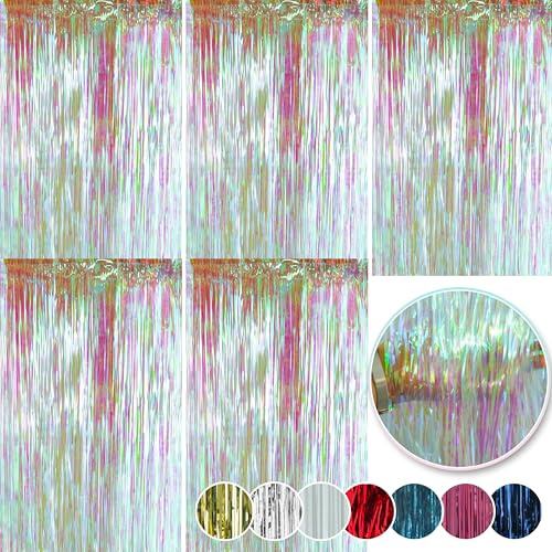 SRV Hub® - Confezione da 5 decorazioni natalizie, 50 cm, lametta decorativa per feste, colore: rosso