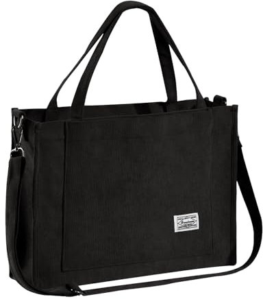 Tibroni Cord Tasche Damen The Tote Bag Aesthetic, Crossbody Corduroy Bag mit Reißverschluss, Umhänge Tasche Cord, Bags for Women Shopper Damen Taschen für Arbeit Reisen Einkaufen Uni Tasche School