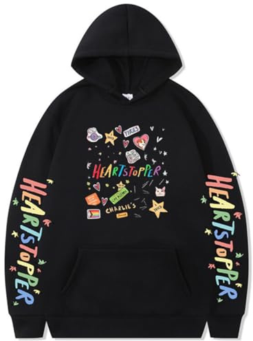 Silver Basic Heart Felpa con Cappuccio 2D Stampato Pullover per Uomo Ragazze Donna 2024 Ultimi Stili Kawai Cosplay Maglione con Tasca M,Nero-1