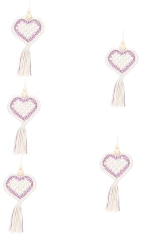 Amosfun 5stücke Valentinstag Herz Makramee Wandbehang Tapestry Baumwolle Handgefertigte Wanddekoration Für Romantische Anlässe Installieren Für Zuhause Oder Büro