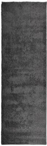 vidaXL Teppich Shaggy Hochflor Modern Anthrazit 80x250 cm