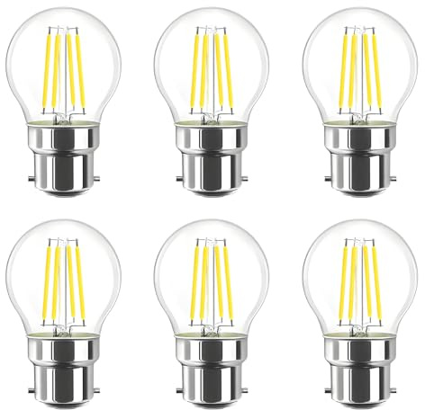 HUAMu 4W Ampoule LED B22 G45, 400Lm Equivalente à 40W, 6500K Blanc Froid, Non-Dimmable, Lot de 6