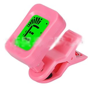Digitaler elektrischer Clip-Tuner mit drehbarem LCD-Bildschirm für präzises Stimmen Zubehörset für Violine und Geige (Color : Pink)