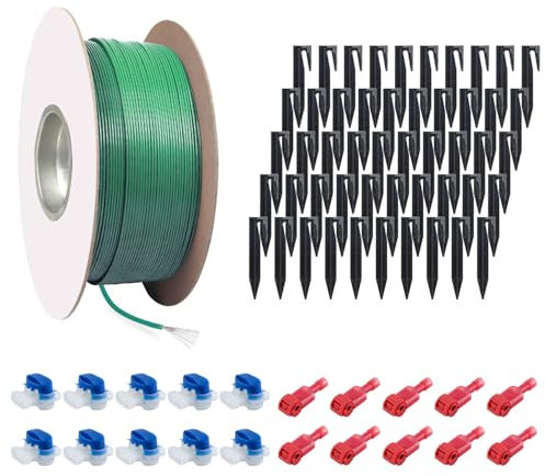 100m Boundary Cable Wire for Robotic Lawn Mower, with 50 Pegs, 10 Cable Connectors, 10 Connection Terminals, Lawn Robot Accessory Set, Compatible with Bosch Gardena Husqvarna Stihl etc