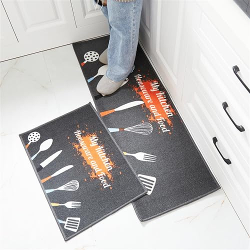 LULUMAIC Las alfombras y tapetes de Cocina Son Antideslizantes y absorben el Agua. Alfombra de Corredor Lavable. Juego de 2 tapetes Antideslizantes para el Frente del Fregadero, lavandería, Pasillo,