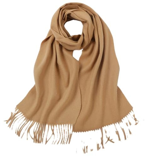 Kaschmir-Schal für Damen und Herren, einfarbig, lang, Kaschmir-Schals, Braun Grau, One size