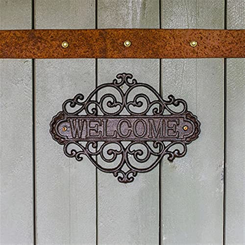 Numero Civico Esterno,Numero Civico Numero della casa di ferro, carta di benvenuto in ghisa, stile Retro Decoration Shop Garden Garden Artigianato(2)