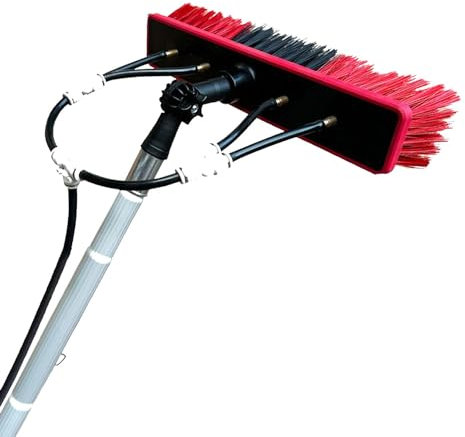 Fensterreinigungsstange, Wasser/Schlauchleitungsstange, Reinigung Von Photovoltaik Und Solarmodulen 55 cm Bürstenkopf Für Auto Innen Und Außenfensterglas,9M