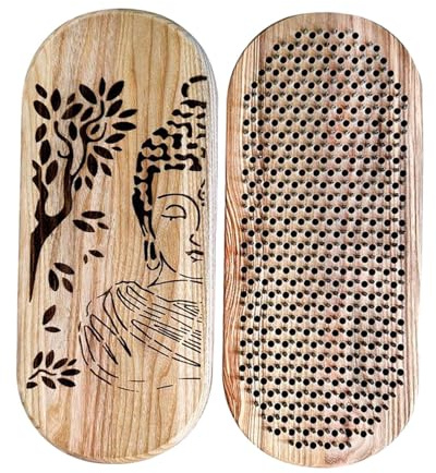 Fenteer Tablero de Yoga Madera con Uñas, Tabla de Acupresión para Principiantes, Tabla de Masaje de Relajación Portátil, Tablero Compacto Sadhu para Meditación, Regalo de Yoga, Gimnasio en Casa