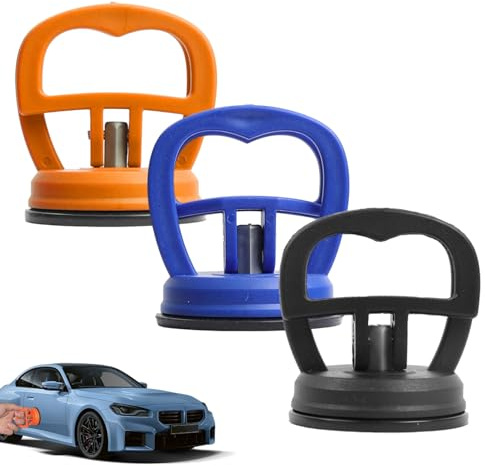 Nangilo Car Dent Puller, 3 Pcs Dent Puller, Car Dent Puller Kit, Dent Removal Kit, Car Dent Remover, Small Dent Puller for Auto Body Repair, Glass, Tiles & Object Moving (Orange, Black,Blue)