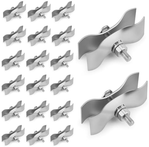 Lot de 20 colliers de serrage pour clôture mobile - 42 x 42 mm - Pince de sécurité en métal pour clôture de chantier