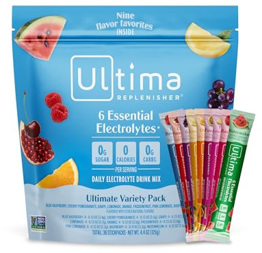 Ultima Replenisher Daily Electrolyte Powder – Ultimate Variety Pack, 36 Stickpacks – Zero Sugar Hydration Packets with 6 Electrolytes and Minerals – Sugar Free, Plant Based & Keto Friendly​ Drink Mix