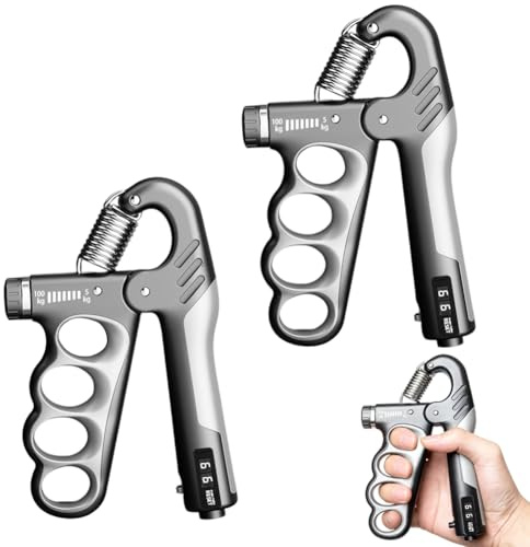 Griffkraft Trainer per allenare le mani, regolabile da 5 a 100 kg, con contatore (2 pezzi)