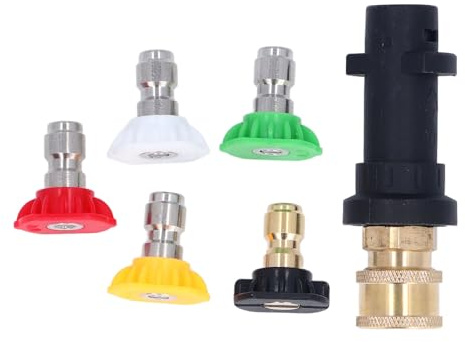 Fafeicy Tryckbricka -adapter Kompatibel med K2 K3 K4 K5 K6 K7 1/4in Snabbanslutning Fem Munstycken Inställda Till 2000 PSI för Effektiv Rengöring