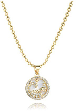 Gold Zodiac Constellation Star Sign Astrology Sparkling Opalite Pendant Necklaces Christmas Birthday Jewellery Gift for Women Daughter Granddaughter Family