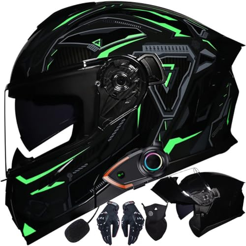 Letetexi Casco Modulare Moto Bluetooth Integrato, Certificazione ECER22.06 Caschi Modulari Apribili Dual Visor Anti-Fog Caschi, Casco Moto Integrale Full Face Freddo per Uomo Dona 54~63cm