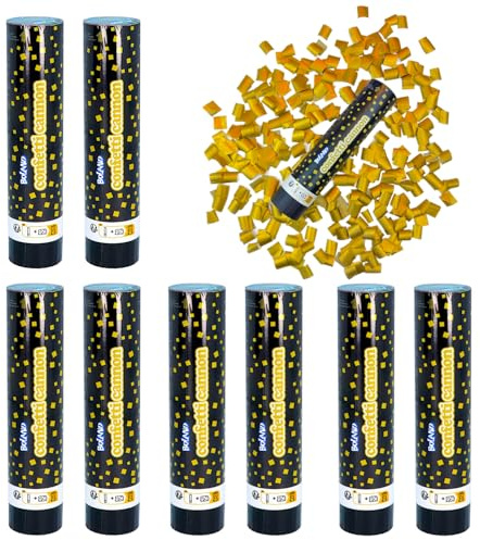 Set di 8 cannoni spara coriandoli da 20 cm – ideali anche per bambini – spara coriandoli per feste – coriandoli colorati, dorati o argentati – per feste di compleanno per bambini, matrimonio