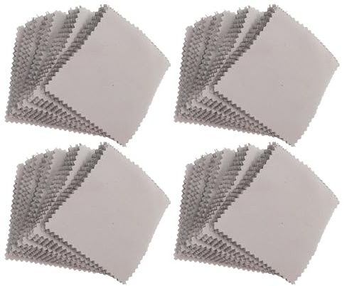 GALPADA Lot de 50 Chiffons en Suédine 8x8cm, Nettoyant Anti-Oxydation pour Colliers et Argenterie, Usage Professionnel et Domestique
