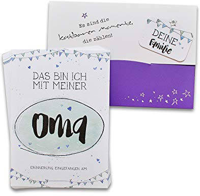 FEENSTAUB Meilensteinkarten Baby, 13 Karten mit Tasche, Meine Familie, Geschenksets für Babys, Mein erstes Jahr Meilensteinkarten, Baby Willkommensgeschenk, Erinnerungskarten Fotokarten Baby, Blau