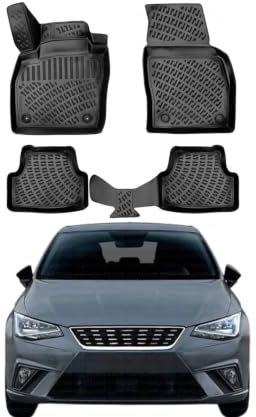 Rizline 3D Fussmatten für Seat Ibiza V ab 2017 | Gummimatten aus TPE Gummi, Passgenau, Wasserdicht, Hoher Rand, Rutschfest, Leicht zu Reinigen