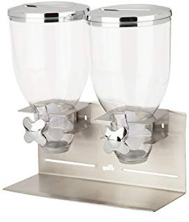 Dispensador de cereales doble comercial, metálico y cromado KCH-09201