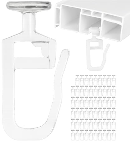 Gardinengleiter für Innenlaufschienen, 60 Stück, mit Ø 9 mm Rundkopf, Transparent, für Vorhangschienen mit 3-4 mm Laufbreite und 10 x 3 mm Laufkammer, Faltengleiter für Gardinenschiene, Curtain Hook