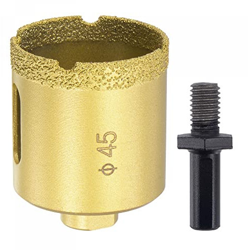 sourcing map Brazed Diamond Core Drill Bits 45mm Hole Saws with M10 Arbor Adapter for Porcelain Tile Marble Concrete Stone Brick