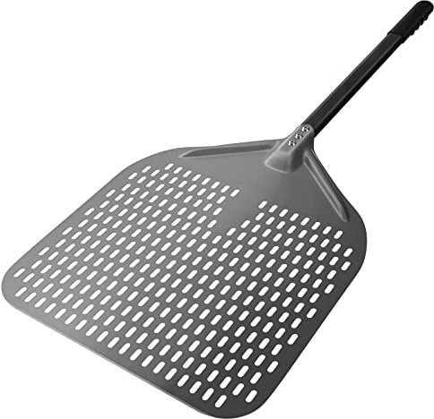 G.a HOMEFAVOR 14inch Perforated Pizza Peel, Professional Rectangular Pizza Paddle, Hard Anodized Aluminum Turning Pizza Oven Peel
