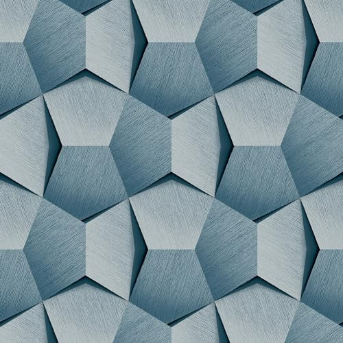 Grandeco A54603 Papier peint non tissé Motif graphique 3D Structure Bleu/gris