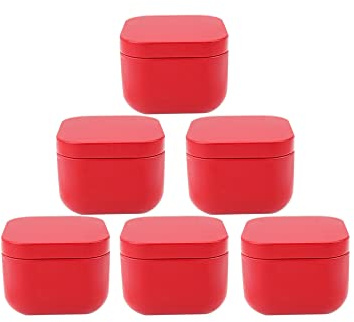 10 Stück mehrfarbige, kleine quadratische Weißblech-Teedose, exquisite Süßigkeiten-Geschenk- und Bastelbox, Frischhaltedosen (rot)