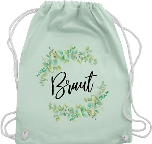 Shirtracer Turnbeutel Rucksack - JGA Junggesellenabschied Frauen - Braut Eukalyptus - Unisize - Pastell Grün - mint brauttaschen bachelorette party stoffbeutel junggesellinnenabschied outfit