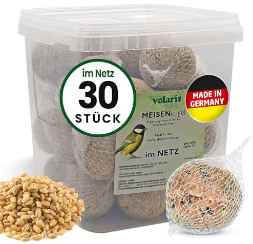 Eggersmann volaris Meisenknödel mit Netz 30 Stück [MEISENkugeln] 2,9 kg – Vogelfutter für Wildvögel – Nährstoffreiche Vogelknödel für alle Gartenvögel – Meisenknödel im Netz ganzjährig & energiereich