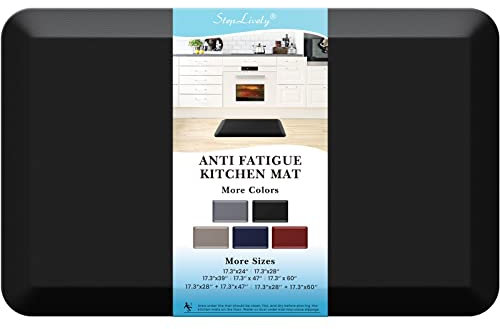 StepLively 10.2 cm dicke Küchenmatten für Boden, Zuhause und Küche, Anti-Ermüdungsmatten, wasserdichte, rutschfeste Küchenmatten, bequeme Stehmatte für Küche, Boden, Sofa (44.8x71.1 cm, schwarz)